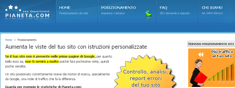 Posizionamento sito SEO