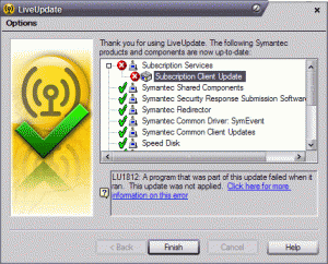problemi con norton Live Update