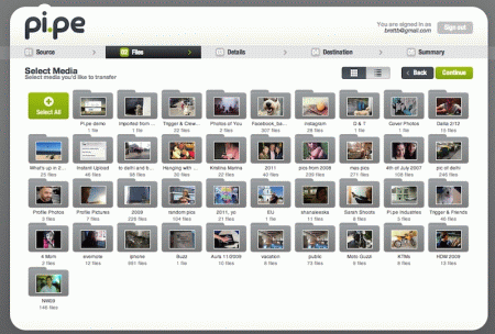 trasferimento di file tra social network