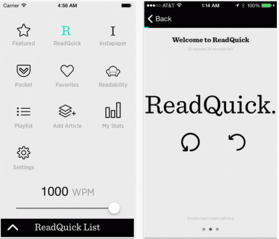 ReadQuick app iOS velocita di lettura