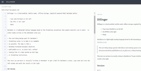 Dillinger editor markdown