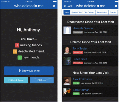 Who Deleted Me on Facebook screenshot